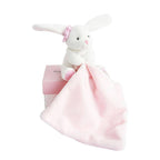 Hello Baby Blanket with Plush Stuffed Animal Bunny Pink
