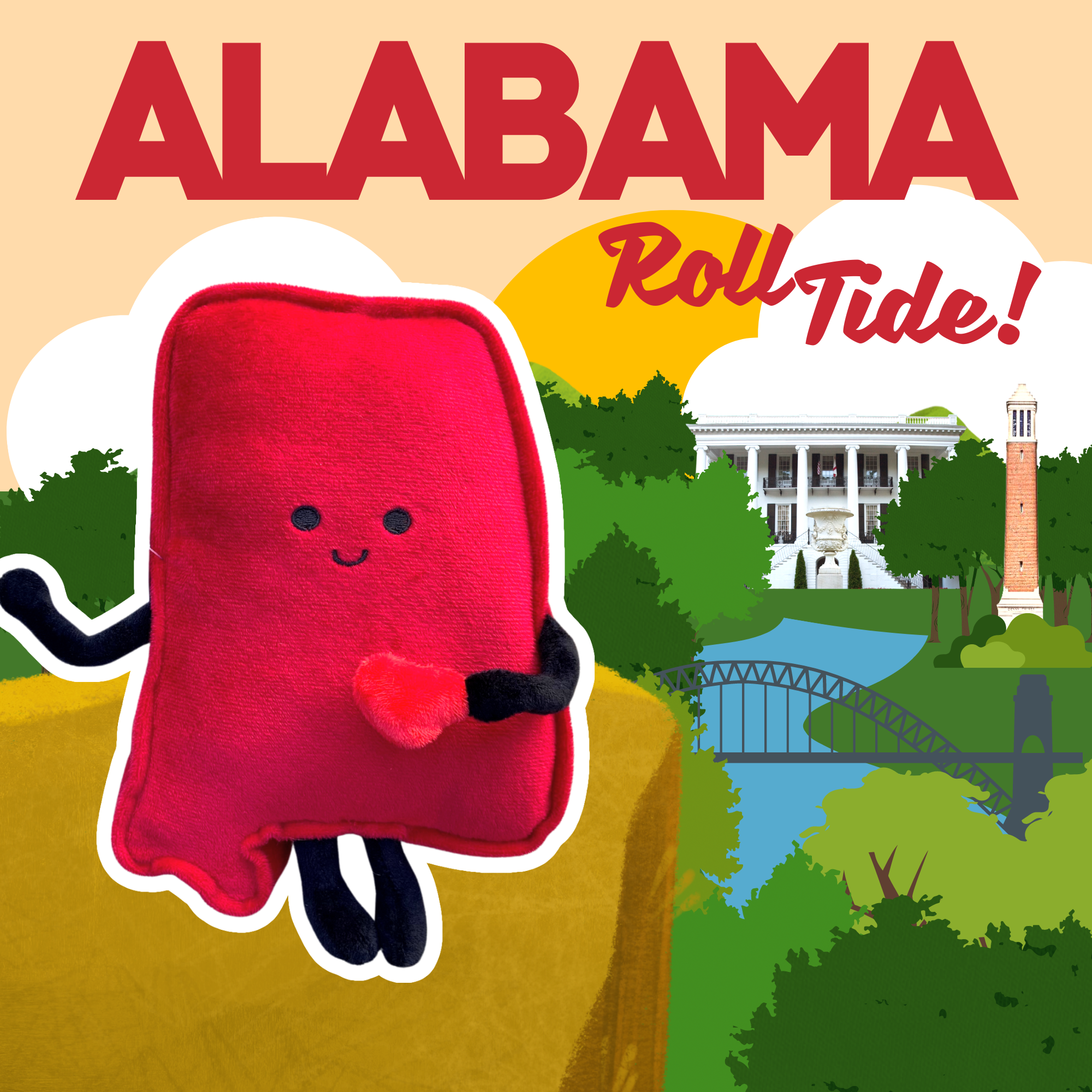Alabama Stuffed State – Plush Toy for Collectors & Gifts | Stuffed States USA