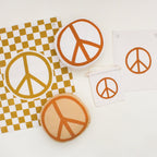 Checkered Peace Sign Canvas Banner | Handmade Wall Flag