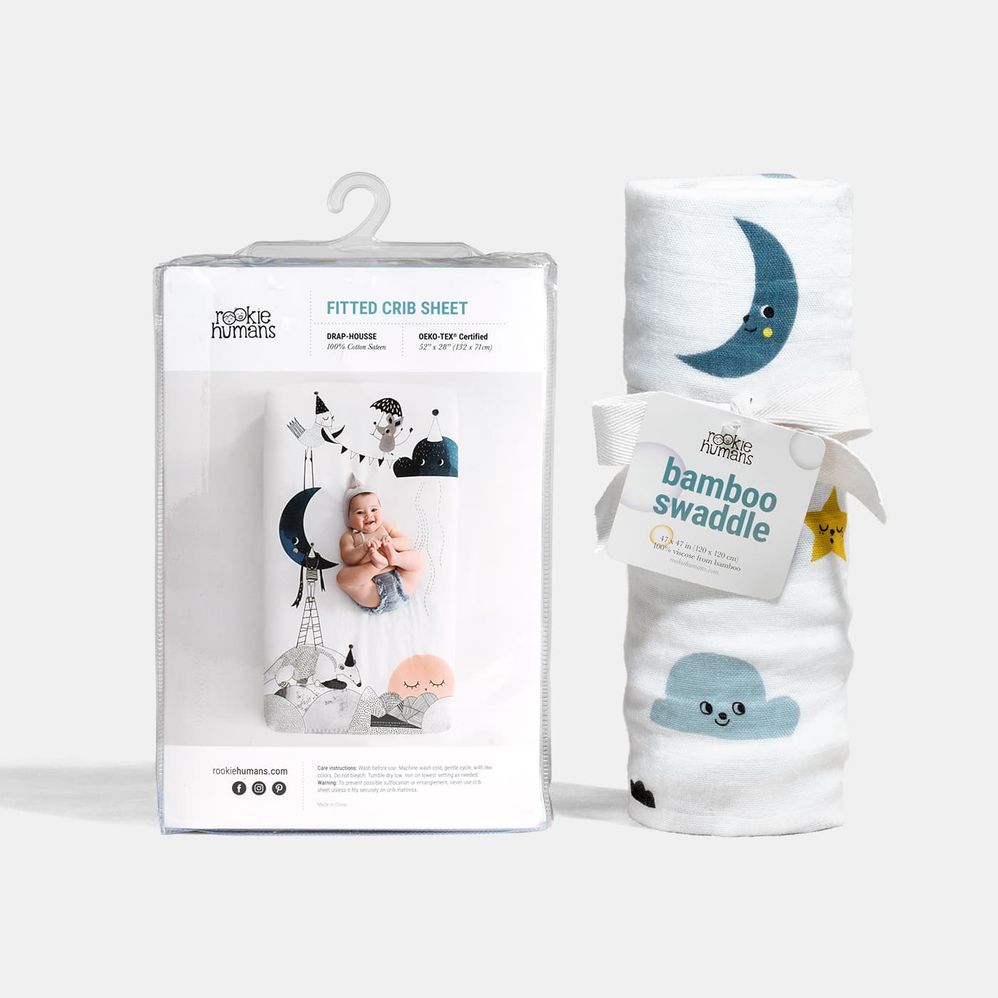 Crib sheet and Swaddle bundle - Moon's Birthday