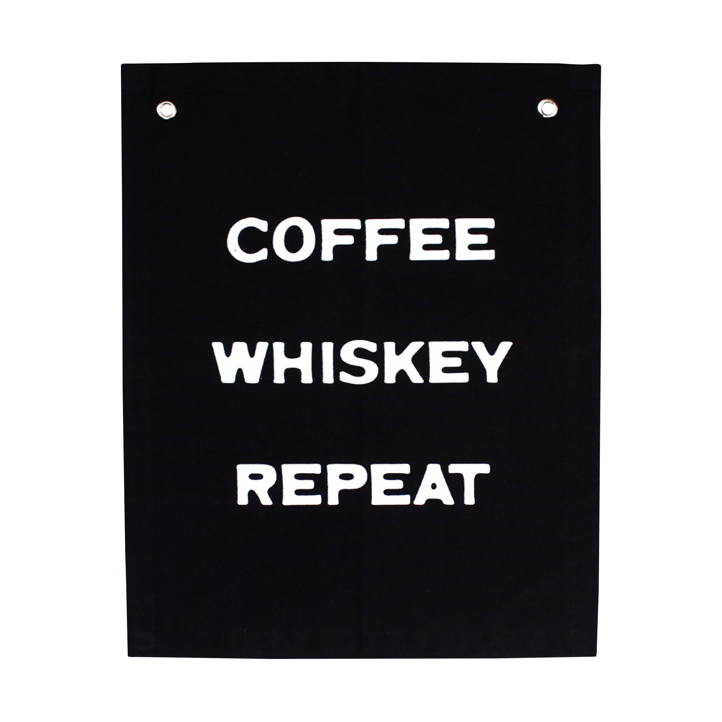 coffee whiskey repeat banner Black
