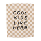'Cool Kids Live Here' Canvas Wall Banner | Kids Room Décor Checkered Taupe