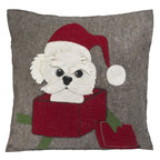 Hand Felted Wool Christmas Pillow - Dog Box - 20" Arcadia Home