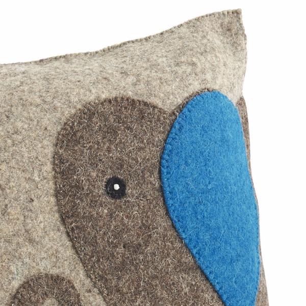 Handmade Pillow Hand Felted Wool - Blue Elephant Gray - 18" Arcadia Home