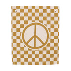 Checkered Peace Sign Canvas Banner | Handmade Wall Flag