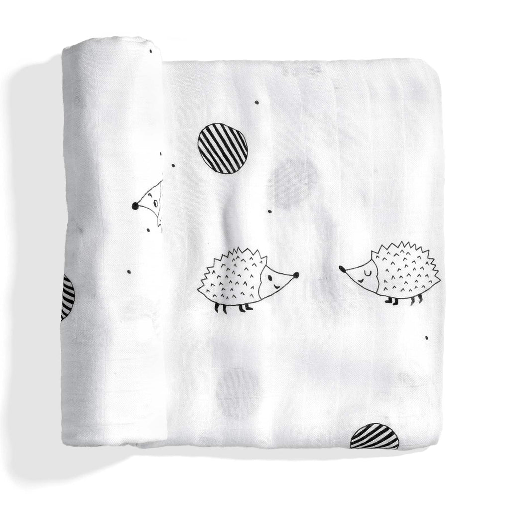 Hedgehog and mushrooms bamboo swaddle